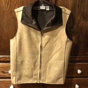 Chico's Faux Suede Paisley Design Tan Vest Size 2